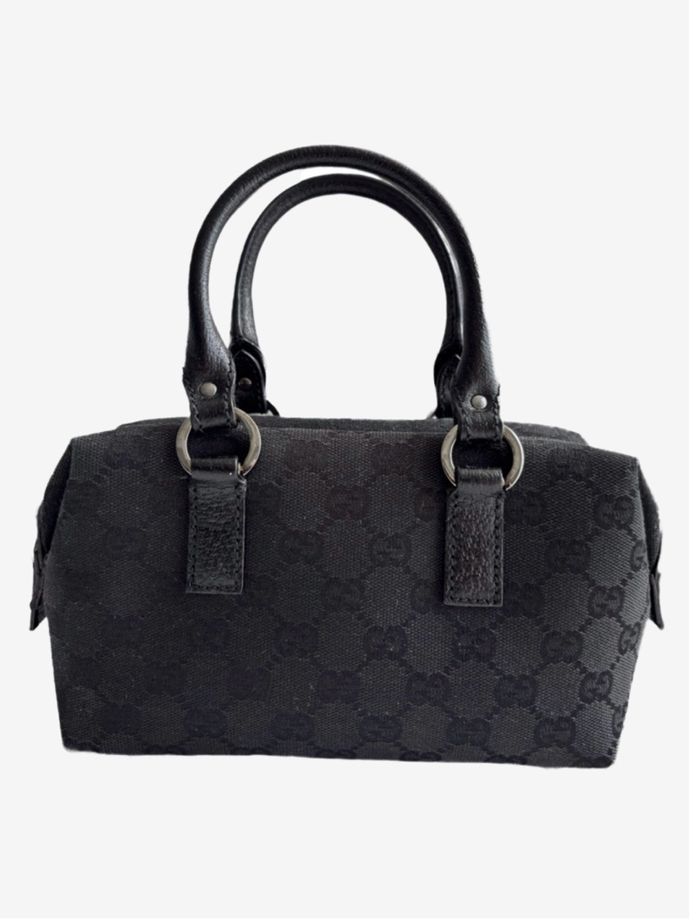 Vintage Gucci GG Canvas Black Boston Bag Mini Handbag Dual Leather Handles Y2K - Picture 3 of 13